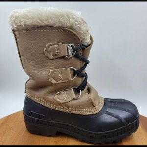 Sorel Kaufman Brown Leather Waterproof Fleece Lined Winter Snow Boot Youth 2